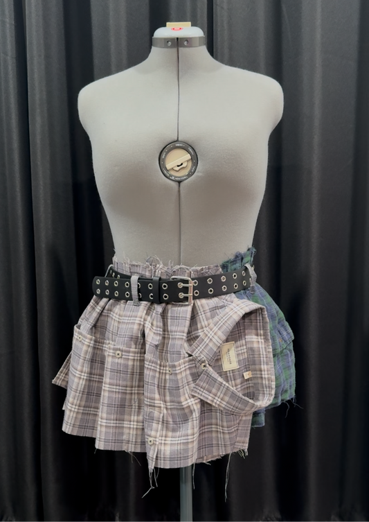 reworked flannel skirt